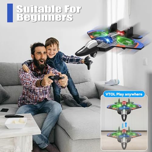 4DRC V32 Foam RC Planes Remote Control Airplanes for Kids Adults 8-16, RC Drone Airplane Helicopter Fighter Jet with Light, 360° Flip, Stunt Roll, Airplane Toy Gifts for Kids Boys Adults Beginners