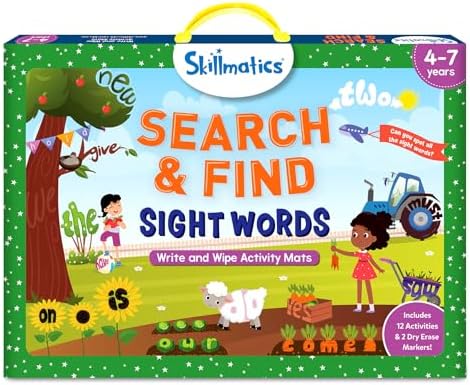 Skillmatics Search and Find Sight Words Educational Game - Reusable Preschool Learning Activities, Perfect for Toddlers & Kids Who Love Toys, Builds Vocabulary, Gifts for Ages 4, 5, 6, 7