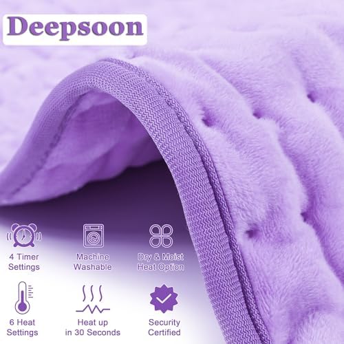 Heating Pad-Electric Heating Pads for Back,Neck,Abdomen,Moist Heated Pad for Shoulder,Knee,Hot Pad for Pain Relieve,Dry&Moist Heat & Auto Shut Off(Light Purple, 33''×17'')