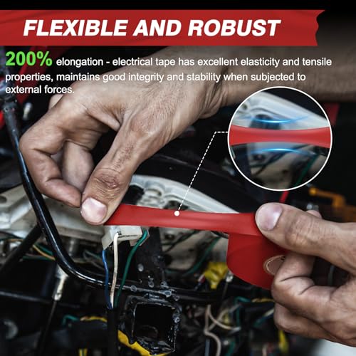 Electrical Tape, 10 Rolls General Use PVC Electric Tape, UL/CSA Listed ¾ in x 66 ft Insulating Vinyl Tape for Electrical, Repairs, Automotive and Equipment, EE-100, Red
