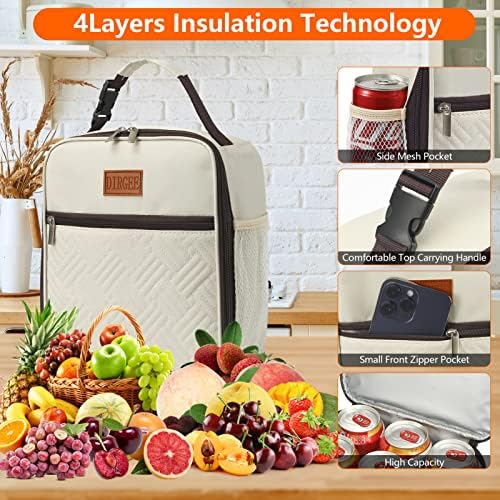Lunch Bag for Women Insulated Lunch Bag For Men Adults Small Lunch Bag for Office Work - Leakproof Freezable Cooler Bag Reusable Portable Lunch Box (White)