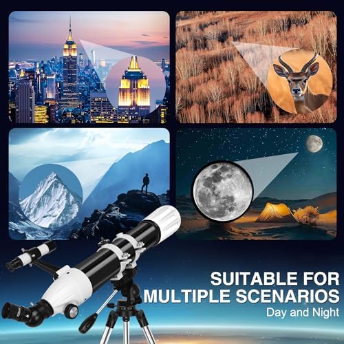 Telescope, 90mm Aperture 900mm Astronomical Refractor Telescope for Adults High Powered - Multi-Coated Professional Telescopes for Astronomy Beginners with AZ Mount, Portable Carry Bag, Phone Adapter