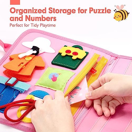 hahaland Busy Book for Toddlers Boys Girls Montessori Toys for 3+ Year Old Preschool Educational Learning Activities Toddler Travel Toys for Ages 3 4 5 with Life Skill Number Color Weather
