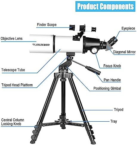 Telescope for Adults High Powered, 80mm Aperture 600mm Telescopes for Adults Astronomy, Travel Telescopio for Beginners with AZ Mount, Backpack, Phone Adapter, Moon Filter
