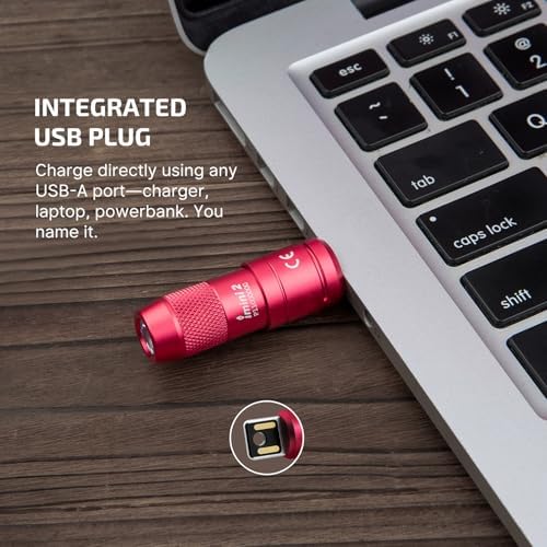 OLIGHT IMINI 2 EDC Rechargeable Keychain Flashlight, 50 Lumens Compact and Portable Mini LED Keyring Lights with Built-in Battery Ideal for Everyday Carry and Emergencies (Passionate Red)