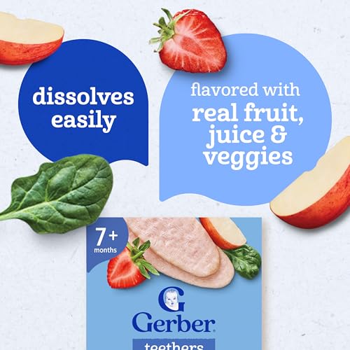 Gerber Snacks for Baby Teethers, Gentle Teething Wafers, Strawberry Apple Spinach, 1.7 Ounce, 12 Count Box (Pack of 6)