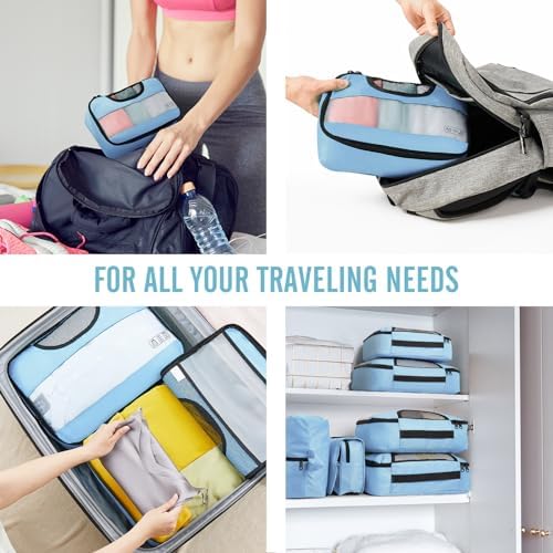 Veken 8 Set Packing Cubes for Travel Essentials, Suitcase Organizer Bags in 4 Sizes, Carry-On Luggage Accessories with Large Laundry & Hanging Toiletry Bag, Must-Have for Airplane, Road Trip & Camping