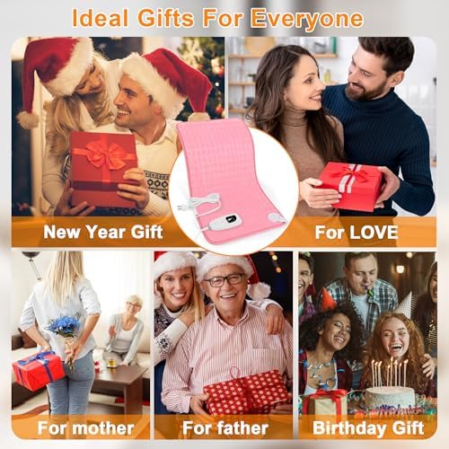Heating Pad,Electric Heating Pads for Back,Hot Heated Pad for Abdomen,Shoulder,Knee,Multiple Temp and Auto Shut Off(Baby Pink,12''×24'')