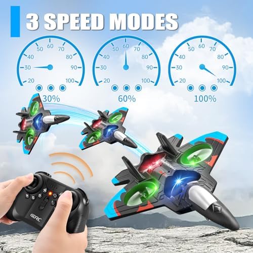 4DRC V32 Foam Remote Control Airplanes with 3 Batteries, RC Planes for Kids Adults 8-16, RC Airplane Fighter Jet with Light, 360° Flip Fighter Jet Toys, Stunt Roll, Airplane Toy Gifts for Kids Boys