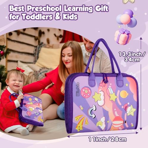 Toddler Busy Board - Montessori Toys for Toddler Girl Birthday Gift - Busy Book for Toddlers 3-5, Montessori Educational Learning Sensory Travel Activities Toys for Kids Ages 3-5