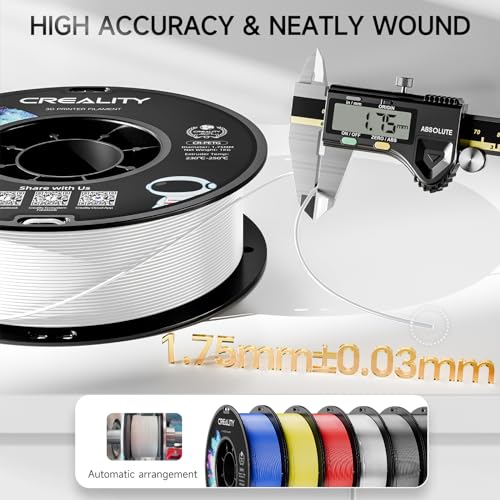 Official Creality PETG 3D Printer Filament 1.75mm 4KG (8.8lbs), High Precision, Strong Toughness, Odorless, Better Flow, Moistureproof 3D Printing CR PETG Filament, Black+Black+White+White