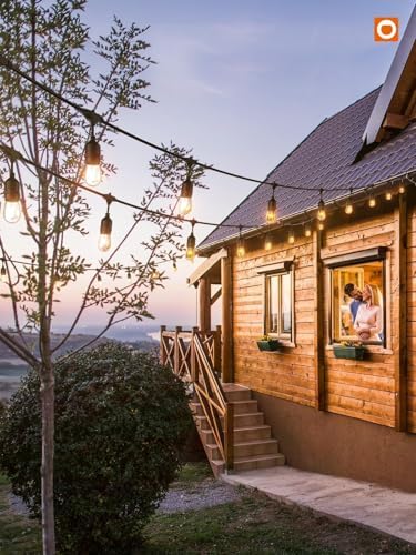 addlon 48 FT Outdoor String Lights Commercial Grade Weatherproof Strand, 18 Edison Vintage Bulbs, 15 Hanging Sockets (3 Spare Bulbs), ETL Listed Heavy-Duty Decorative Christmas Lights for Patio Garden