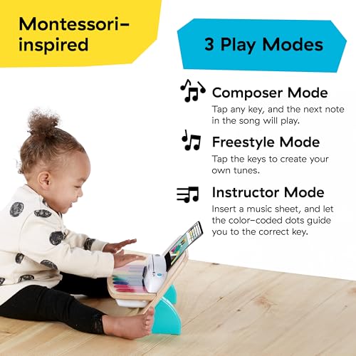 Baby Einstein and Hape Magic Touch Wooden Toy Piano, Montessori Musical Learning Toy for Babies and Toddlers 6mo+