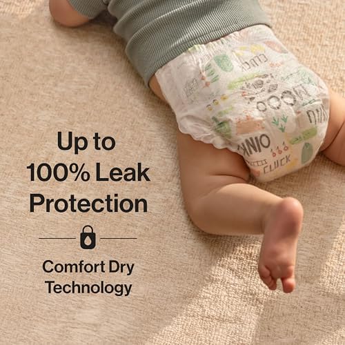 The Honest Company Clean Conscious Diapers for Delicate Skin | Up to 100% Leakproof | Hypoallergenic, Fragrance Free | Summer '25 Limited Edition Prints | Club Box, Size 3 (16-28 lbs), 62 Count
