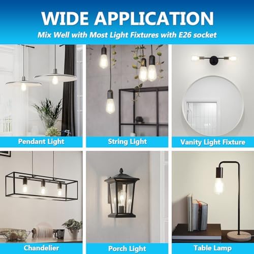 Ascher Vintage LED Edison Bulbs, 6W, Equivalent 60W, Non-Dimmable, High Brightness Cool White 4000K, ST58 Antique LED Filament Bulbs with 80+ CRI, E26 Medium Base, Clear Glass, Pack of 6