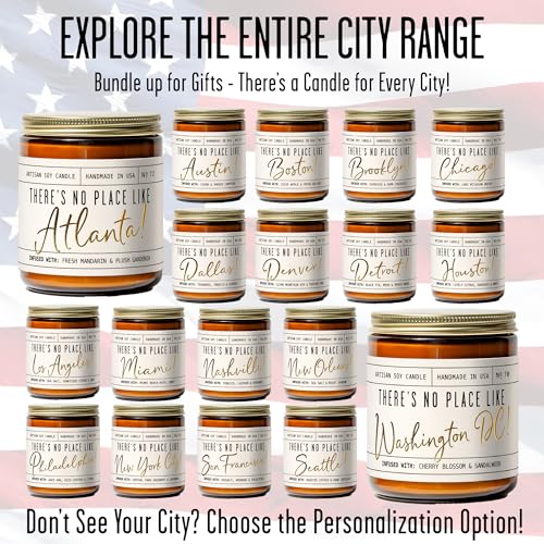 Dallas Gifts, Dallas Decor for Home - 'There's No Place Like Dallas Candle, w/Teakwood, Tobacco & Leather I Dallas Souvenirs I 9oz Jar, 50Hr Burn, Made in USA