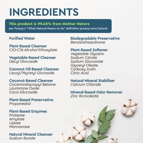 Puracy Laundry Detergent - Enzyme-Powered Liquid Laundry Detergent Concentrate, Natural Laundry Detergent Seen on TikTok, Non-Toxic (Free & Clear, 16 fl oz, 64 Loads)