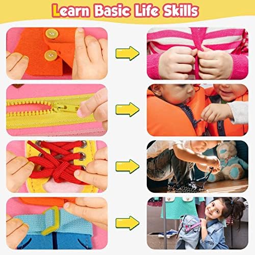 Toddler Busy Board - Montessori Toys for Toddler Girl Birthday Gift, Educational Learning Sensory Busy Book for Toddlers Girls, Toddlers Activities Toy for Airplane Car Travel