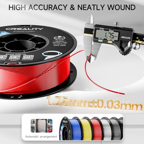 Official Creality PETG 3D Printer Filament 1.75mm 4KG (8.8lbs), High Precision, Strong Toughness, Odorless, Better Flow, Moistureproof 3D Printing CR PETG Filament, Black+White+Red+Blue