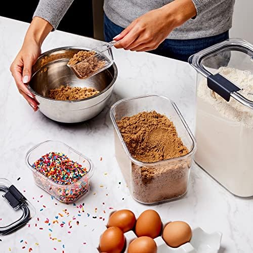 Rubbermaid Brilliance BPA-Free Food Storage Containers with Lids Airtight Kitchen and Pantry Organization Set Includes 3 Containers and Scoops Clear 16 cups