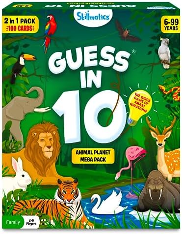 Skillmatics Guess in 10 Animals Megapack, Perfect for Boys, Girls, Kids, Teens, Adults Who Love Animal Card Games, Trivia, Travel Games, Gifts for Ages 6, 7, 8, 9, 10, and Up
