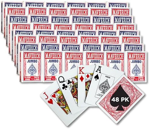 Maverick Playing Cards, Jumbo Index, Red and Blue, 48 Pack