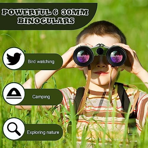 Libima 24 Pcs Binoculars for Kids Educational Compact Kids Binoculars with Neck String Toddler Telescope for Boys Girls Learning Bird Watching Camping Hiking Travel Safaris Birthday Gifts(Green)