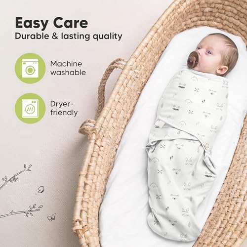KeaBabies 3-Pack Organic Baby Swaddle Sleep Sacks - Swaddles for Newborns, Infant 0-3 Months, Baby Girls, Boys, Soft & Snug Newborn Sleep Sack, Nursery Swaddling Blankets (Nordic)