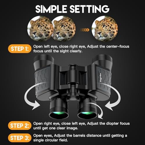 8x40 HD Binoculars for Adults -Waterproof & Compact Binoculars for Bird Watching, Hunting, Travel – Low Light Vision, Non-Slip Grip, Durable Optics