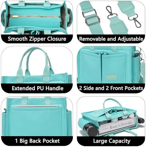 Tote Bag for Women With Compartments,Large Canvas Tote Women's Purse Crossbody Bags Work Laptop Book Bag Satchels Handbags