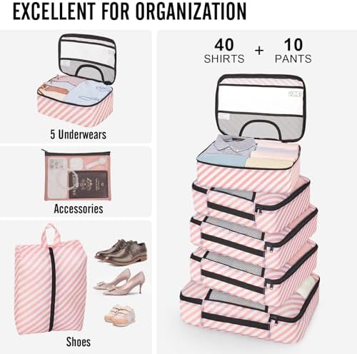Veken 10 Set Packing Cubes for Travel Essential, Suitcase Organizer Bags in 4 Sizes, Carry-On Luggage Accessories with Large Laundry & Hanging Toiletry Bag, Must-Have for Airplane, Road Trip & Camping