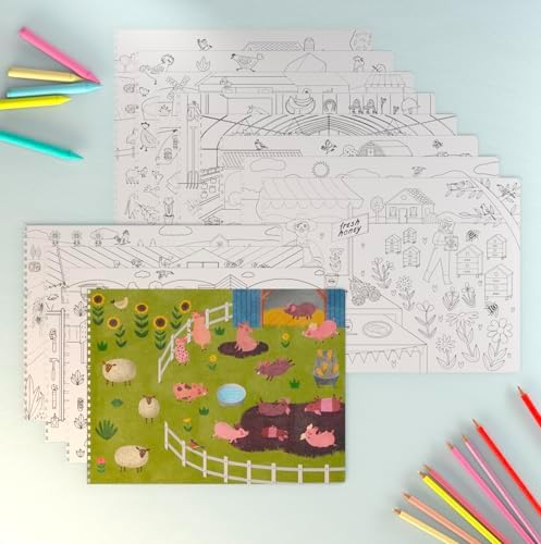 Cupkin Farm Animal Sticker Book Activity for Kids, Toddler Airplane Travel Essentials, 500+ Horse Stickers for Kids + 12 Scenes + 12 Coloring Book Pages, Cow Lover Children's Gift, Crafts Ages 2-8