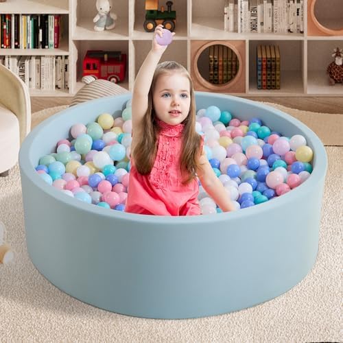 Ball Pit for Toddlers 35.43''x11.81 Baby Ball Pits Soft Memory Foam Ball Pit Round Kids Ball Pit Indoor Game Kids Play Ball Pool Ideal Gift for Girls and Boys (Lightblue, NO Balls)