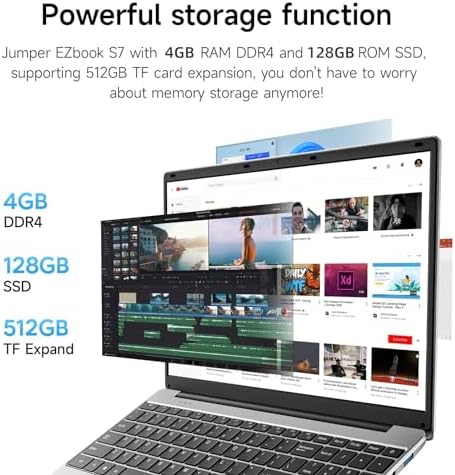 15.6 Inch Laptop with Office 365, 4GB RAM, 128GB Storage Expandable 1TB, 5205U Processor, HD Display, Windows 11 Laptops Computer, Wi-Fi 5, BT4.2, Numpad, Type-C, for Business and Students.