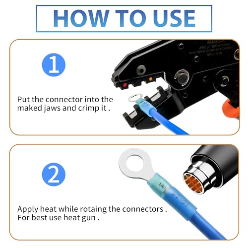 180Pcs Heat Shrink Wire Connectors Kit - Waterproof Marine Automotive Battery Electrical Crimp Terminals Set, Ring Fork Spade Butt Splices
