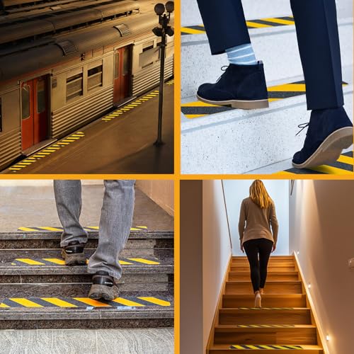 LifeGrip Anti Slip Traction Tape, 4 Inch x 60 Foot, Best Grip, Friction, Abrasive Adhesive for Stairs, Tread Step, Indoor, Outdoor, Caution Yellow/Black