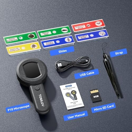 TOMLOV P10 Microscope for Adults Kids, Handheld Coin Magnifier with Light for Error Coins, Portable Trichome Magnifying Glass 100X, Collector Pocket Jewelers Loupe, Digital Microscope with 2" Screen