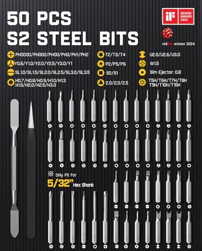 Fanttik E1 Max Electric Screwdriver, Mini Precision Screwdriver Set, 50 Magnetic Bits, Magnetic Storage, 5/32‘’Hex, Repair Tool Kit for Electronics Phone Camera Laptop Watch (Grey)