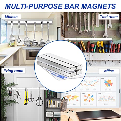 MIKEDE Neodymium Magnets, 30 Pack Super Strong Bar Magnets with Double-Sided Adhesive, Powerful Rare Earth Magnet for Refrigerator, Rectangular Magnet Bar for DIY, Craft - 2.36 x 0.4 x 0.2in