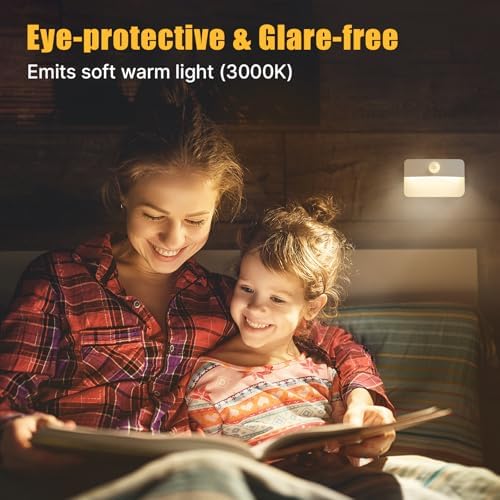 8 Pack Motion Sensor Stair Light for Indoor, Battery Operated Closet Lights, Wireless Stick on Anywhere Hallway Lamp, 40 Lumen 3000K Portable Led Night Lamps for Bedroom Under Cabinet Kitchen