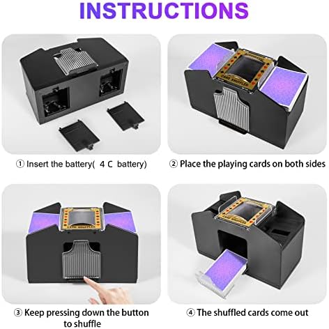 Automatic Card Shuffler 2/1/4/6 Deck,Battery-Operated Electric UNO Poker Shuffler,Playing Card Shuffler for Home Card Game,Travel