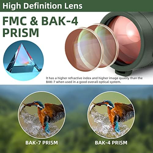 Pankoo 40X60 Monocular Telescope with Smartphone Holder & Upgraded Tripod, 2024 BAK4 Prism FMC Monoculars for Adults, HD Monocular Scope for Bird Watching Hiking Concert Camping Travelling
