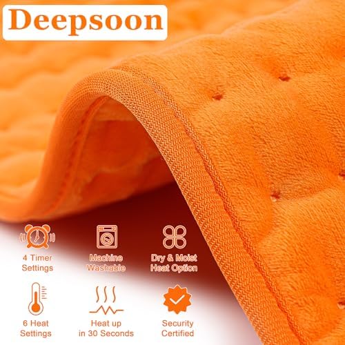Heating Pad-Electric Heating Pads for Back,Neck,Abdomen,Moist Heated Pad for Shoulder,Knee,Hot Pad for Arms and Legs,Dry&Moist Heat & Auto Shut Off(Orange, 33''×17'')