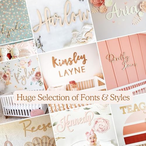 Custom Wood Name Sign for Nursery or Kids Room, Instant Font Preview, Multiple Styles Available Unpainted, Painted or Stained, Personalized Baby Gift (Style 9 - Popular Liam Font Only)