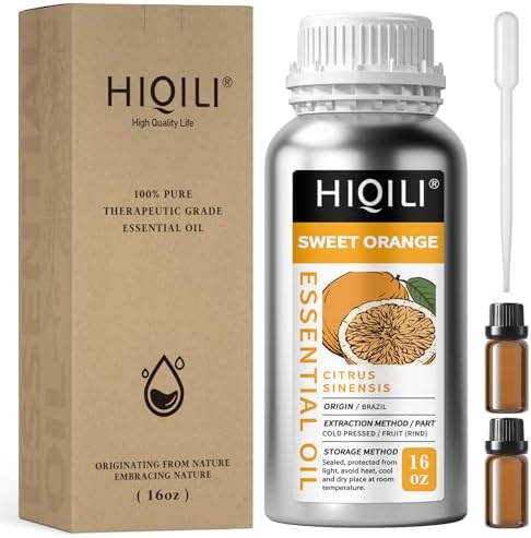 HIQILI 16 Fl Oz Orange Essential Oil, Pure and Natural for Diffuser, Skin - 500ML