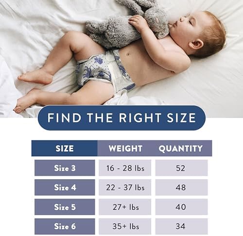 The Honest Company Clean Conscious Overnight Diapers for Sensitive Skin | Hypoallergenic, Fragrance Free | Cozy Cloud + Star Signs | Club Box, Size 6 (35+ lbs), 34 Count