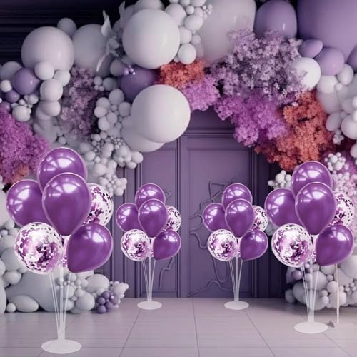 Purple Balloon Stand Centerpiece Table Decorations for Birthday Bridal Shower Wedding Engagement Mother's Day Graduation Halloween Party Decorations(Purple set4)