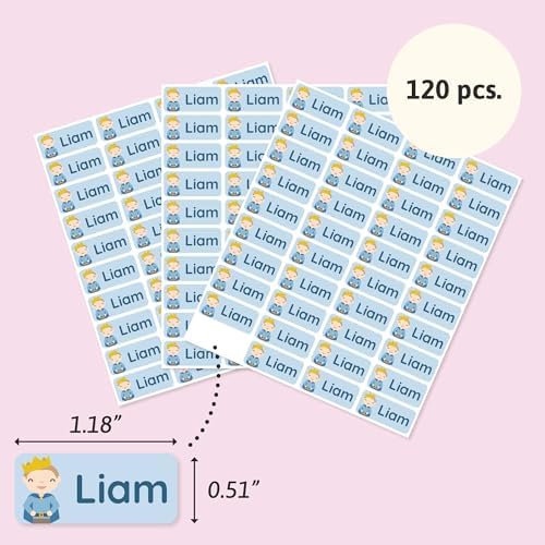 โ Personalized Name Labels for Kids (120) โ Waterproof & Durable Stickers for Clothing, School & Daycare Items - Fairytale