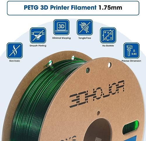 PETG Filament 1.75mm, PETG 3D Printing Filament, 2.2 LBS (1KG) Cardboard Spool, Fit Most FDM 3D Printer, Green…