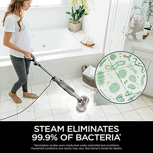 Shark S7001 Mop Scrub & Sanitize at The Same Time, Designed for Hard Floors, with 4 Dirt Grip Soft Scrub Washable Pads, 3 Steam Modes & LED Headlights, Gold (Renewed)